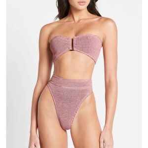 Authentic Bond-Eye Blake Bandeau and Savannah Brief in Blush Lurex One Size